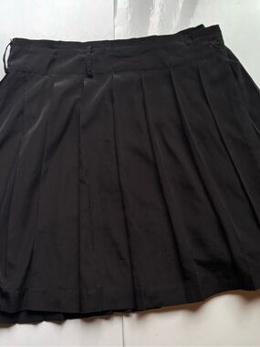 Meadow rue black pleated wrap belted skirt snap closure preppy dark academia